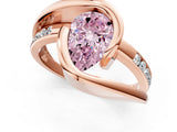Rose gold Fancy Pink Pear Cut Solitaire Tension-Set Diamond Split Shank Ring_1