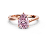 Rose gold Fancy Pink Pear  Cut Solitaire Twist Band Ring with Four-Prong Setting_37