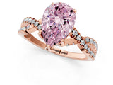 Rose gold Fancy Pink Pear Cut Solitaire Twist Pave Diamond Engagement Ring with Prong Setting_1