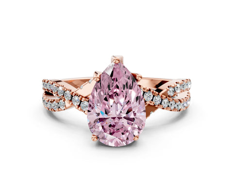 Rose gold Fancy Pink Pear Cut Solitaire Twist Pave Diamond Engagement Ring with Prong Setting_36
