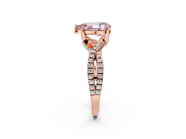 Rose Gold Pear-Shaped Twisted Split Shank Engagement Ring Setting for Fancy Pink Center