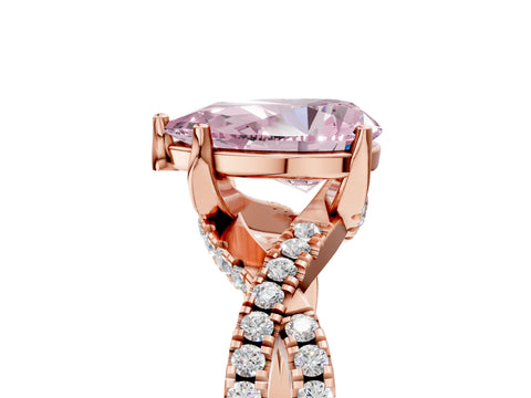 Rose gold Fancy Pink Pear Cut Solitaire Twist Pave Diamond Engagement Ring with Prong Setting_5