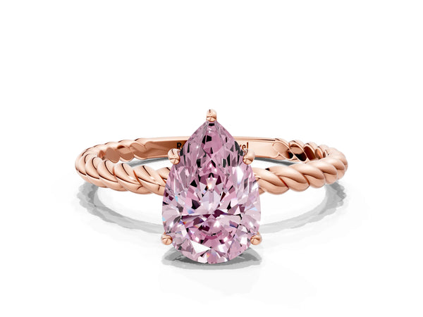 Rose gold Fancy Pink Pear Cut Solitaire Twisted Band 4-Prong Ring