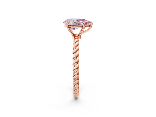 Rose gold Fancy Pink Pear Cut Solitaire Twisted Band 4-Prong Ring