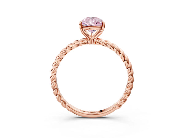 Rose gold Fancy Pink Pear Cut Solitaire Twisted Band 4-Prong Ring