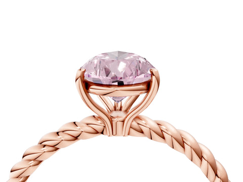 Rose gold Fancy Pink Pear Cut Solitaire Twisted Band 4-Prong Ring_4
