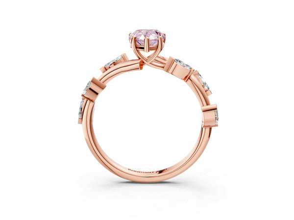 Rose Gold Pear-Shaped Marquise Accent Twisted Engagement Ring Setting for Fancy Pink Center