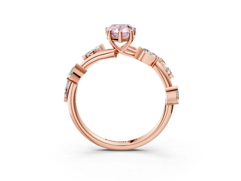 Rose gold Fancy Pink Pear Cut Solitaire Twisted Band Marquise Accent Prong Setting Ring_3