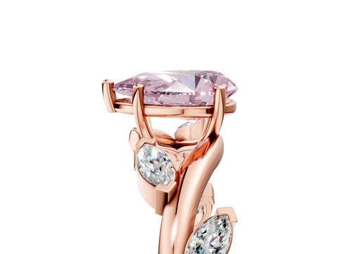Rose gold Fancy Pink Pear Cut Solitaire Twisted Band Marquise Accent Prong Setting Ring_5