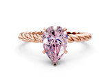 Rose gold Fancy Pink Pear  Cut Solitaire Twisted Band with Four-Prong Setting_108