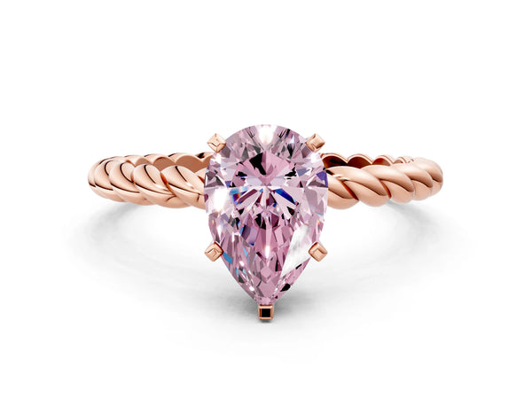 Rose gold Fancy Pink Pear  Cut Solitaire Twisted Band with Four-Prong Setting