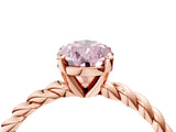 Rose gold Fancy Pink Pear  Cut Solitaire Twisted Band with Four-Prong Setting_112