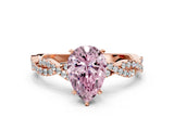 Rose gold Fancy Pink Pear Cut Solitaire Twisted Pave Band with Four-Prong Setting_3
