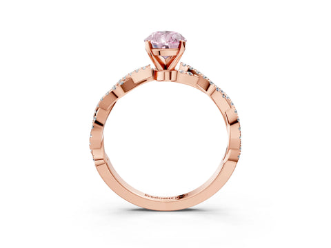 Rose gold Fancy Pink Pear Cut Solitaire Twisted Pave Band with Four-Prong Setting_6