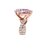 Rose gold Fancy Pink Pear Cut Solitaire Twisted Pave Band with Four-Prong Setting_8