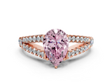 Rose gold Fancy Pink Pear  Cut Split Shank Pave Diamond Engagement Ring with Four-Prong Setting_24
