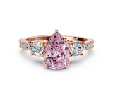 Rose gold Fancy Pink Pear  Cut Three-Stone Diamond Pavé Band with Prong Setting_25