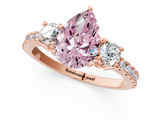 Rose gold Fancy Pink Pear  Cut Three-Stone Diamond Pavé Band with Prong Setting_26