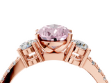 Rose gold Fancy Pink Pear  Cut Three-Stone Diamond Pavé Band with Prong Setting_29