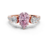 Rose gold Fancy Pink Pear  Cut Three-Stone Diamond Pave Band with Prong Setting_37