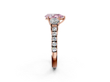 Rose gold Fancy Pink Pear  Cut Three-Stone Diamond Pave Band with Prong Setting_39