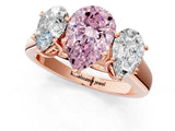 Rose gold Fancy Pink Pear Cut Three-Stone Diamond Ring with Prong Setting on a Classic Band_13