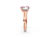 Rose gold Fancy Pink Pear Cut Three-Stone Diamond Ring with Prong Setting on a Classic Band_14