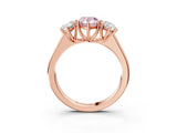 Rose gold Fancy Pink Pear Cut Three-Stone Diamond Ring with Prong Setting on a Classic Band_15