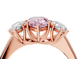 Rose gold Fancy Pink Pear Cut Three-Stone Diamond Ring with Prong Setting on a Classic Band_16