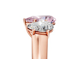 Rose gold Fancy Pink Pear Cut Three-Stone Diamond Ring with Prong Setting on a Classic Band_17