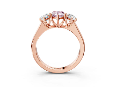 Rose gold Fancy Pink Pear Cut Three-Stone Diamond Ring with Prong Setting on a Classic Band_3
