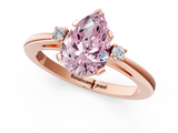Rose gold Fancy Pink Pear  Cut Three-Stone Solitaire Ring with Round Accent Diamonds and Four-Prong Setting_20
