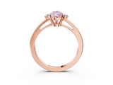 Rose gold Fancy Pink Pear  Cut Three-Stone Solitaire Ring with Round Accent Diamonds and Four-Prong Setting_22