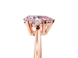 Rose gold Fancy Pink Pear  Cut Three-Stone Solitaire Ring with Round Accent Diamonds and Four-Prong Setting_24