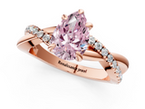 Rose gold Fancy Pink Pear  Cut Twist Band Solitaire Diamond Ring with Pavé Setting_4