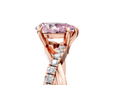 Rose gold Fancy Pink Pear  Cut Twist Band Solitaire Diamond Ring with Pavé Setting_8