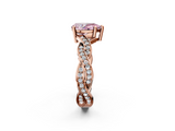 Rose gold Fancy Pink Pear  Cut Twisted Pavé Band Solitaire Ring with Four-Prong Setting_57