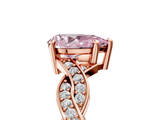 Rose gold Fancy Pink Pear  Cut Twisted Pavé Band Solitaire Ring with Four-Prong Setting_60