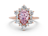 Rose gold Fancy Pink Pear  Diamond Cluster Halo Ring with Solitaire Band and Four-Prong Setting_20