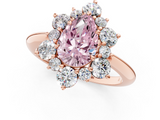 Rose gold Fancy Pink Pear  Diamond Cluster Halo Ring with Solitaire Band and Four-Prong Setting_21