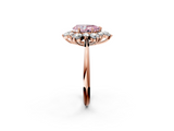 Rose gold Fancy Pink Pear  Diamond Cluster Halo Ring with Solitaire Band and Four-Prong Setting_22