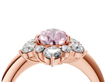 Rose gold Fancy Pink Pear  Diamond Cluster Halo Ring with Solitaire Band and Four-Prong Setting_24