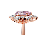 Rose gold Fancy Pink Pear  Diamond Cluster Halo Ring with Solitaire Band and Four-Prong Setting_25