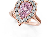 Rose gold Fancy Pink Pear  Diamond Cluster Halo Solitaire with Four-Prong Setting_78