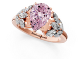 Rose gold Fancy Pink Pear  Diamond Cluster Leaf Design Ring with Prong Setting_55