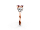 Rose gold Fancy Pink Pear  Diamond Cluster Leaf Design Ring with Prong Setting_56