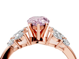 Rose gold Fancy Pink Pear  Diamond Cluster Leaf Design Ring with Prong Setting_58