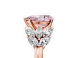 Rose gold Fancy Pink Pear  Diamond Cluster Leaf Design Ring with Prong Setting_59