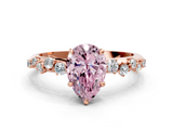 Rose gold Fancy Pink Pear  Diamond Cluster Prong-Set Solitaire Ring_36