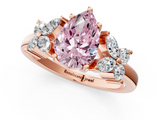 Rose gold Fancy Pink Pear  Diamond Floral Cluster Ring with Solitaire Band and Prong Setting_45